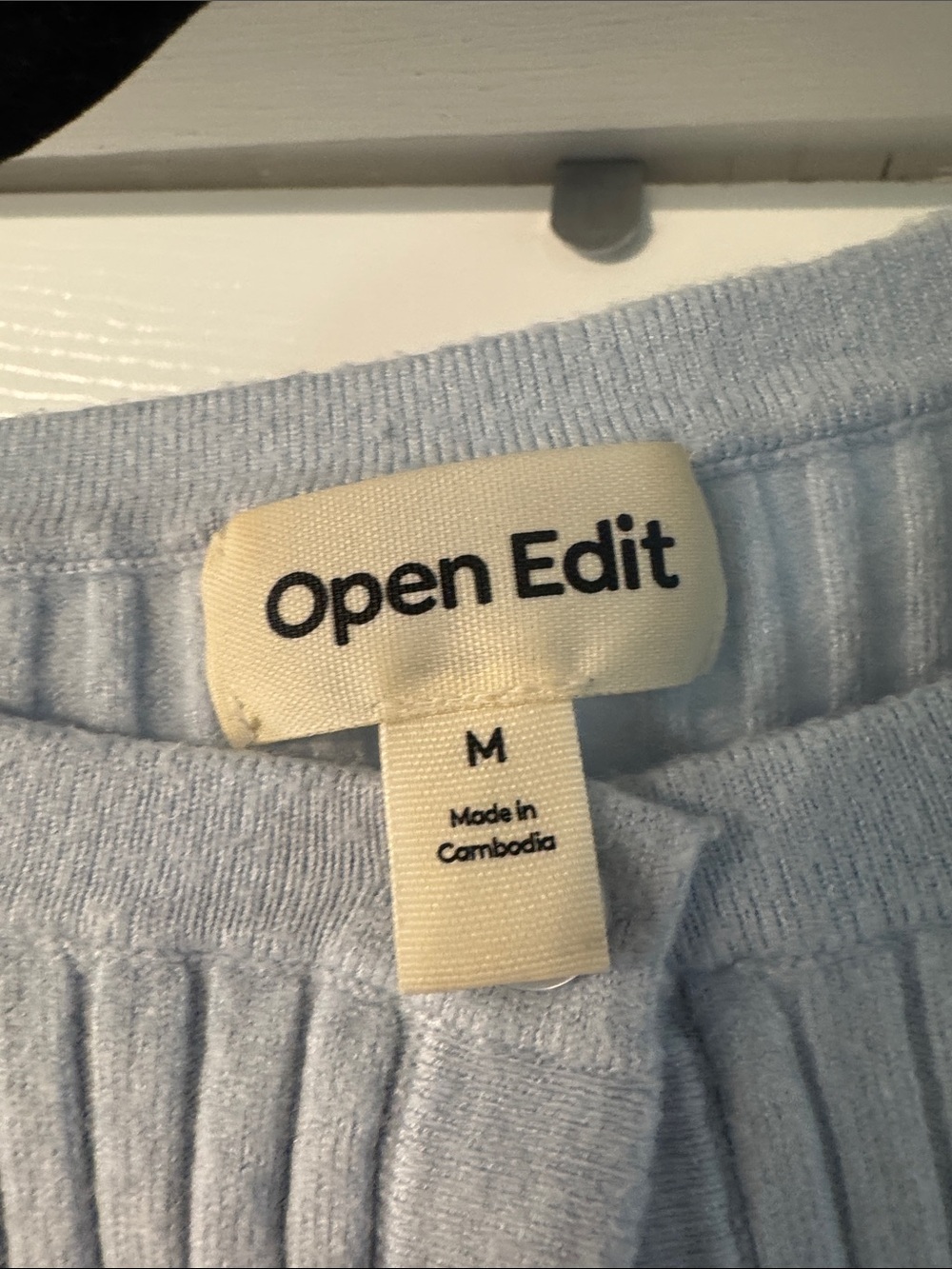 Open Edit (Nordstrom) Light Blue Ribbed Button-Up Sweater - Picture 3 of 3